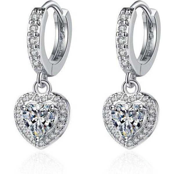 Nuevos Pendientes De Plata De Ley 925 Para Mujer, Colgante En Forma De CorazóN, Moda, Circonita De Alta Calidad, Un Par De Pendientes, Pendientes, JoyeríA, Regalo Gray-image