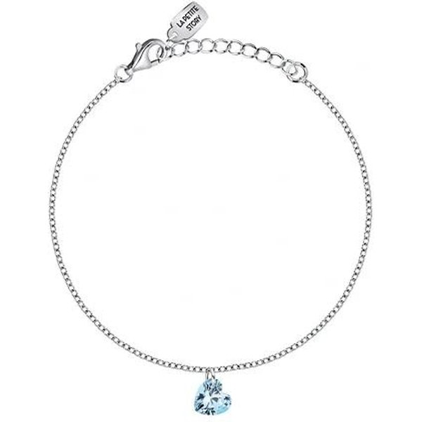 La Petite Story Pulsera De Plata Con Zirconias Blancas Y Azul Claro LPS05AWV55 Para Mujer White-image