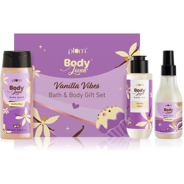 Set De Regalo BañO Y Cuerpo Plum Bodylovin' Vanilla Vibes | Gel De Ducha | Bruma Corporal | Aceite Corporal | Fragancia De Larga DuracióN | Para Mujeres | Para Regalar En Rakhi Y Ocasiones Especiales | P-image