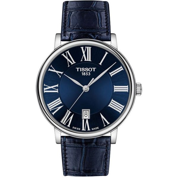 Tissot Serie Carson Movimiento De Cuarzo Resistente Al Agua Sencillo Casual Negocios Reloj 40Mm Esfera Azul Relojes Para Hombre T122.410.16.043.00 Basic Set (Wrist Watch+Watch Box),Blue Dial-image