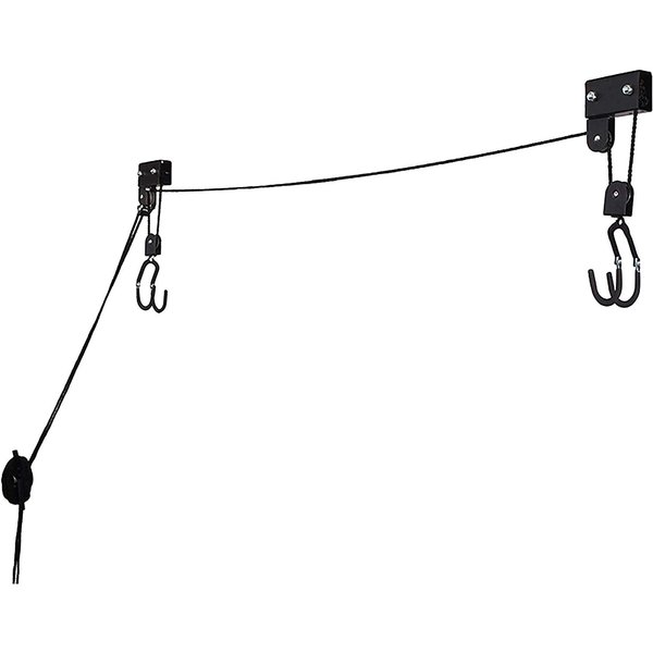 Elevador De Kayak Con Sistema De Polea Colgante, Estante De Techo Para Kayak, Soporte De Techo Para Garaje Para Bicicleta Negro-image