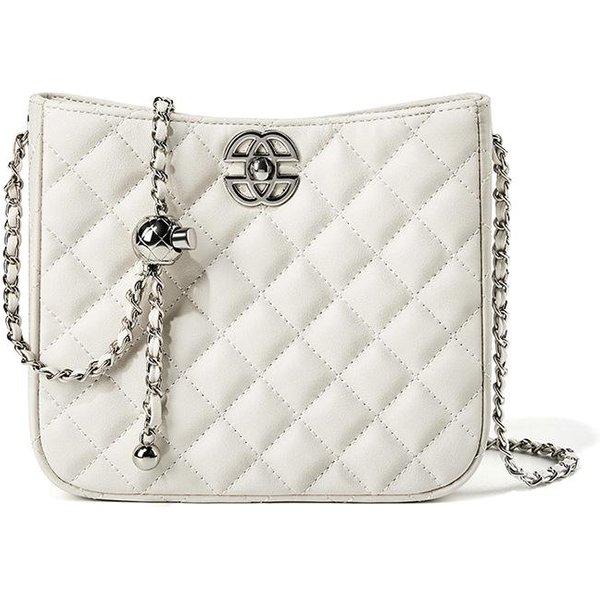 Bolso Bandolera Para Viajeros Bolso Cubo Cuadrado PequeñO De Cuero Bolso De Hombro Estilo PequeñO Perfume Bolso De Mujer De Alta Calidad Bolso Cruzado Blanco-image