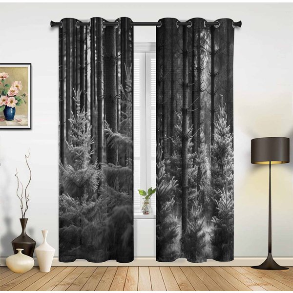 Letnie Sosny LeśNe ZasłOny Okienne Do Salonu Luksusowe ZasłOny Do Sypialni Rolety Kuchenne ZasłOny 135W X 60H(Cm) X1 Gray-image