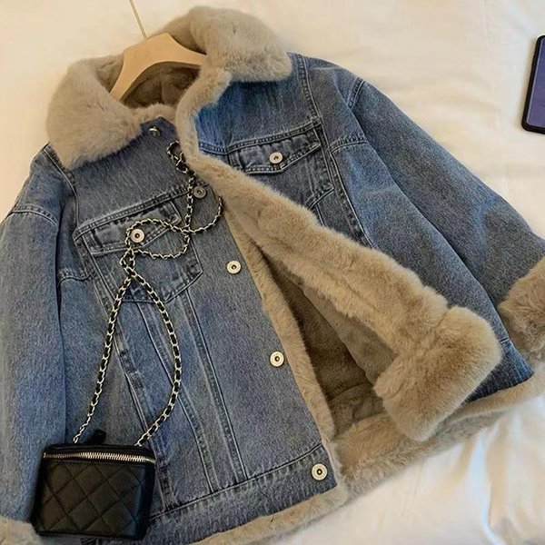 Kurtka Jeansowa Damska Jesień I Zima Nowa Retro Casual LuźNa Codzienna Odzież XL-image