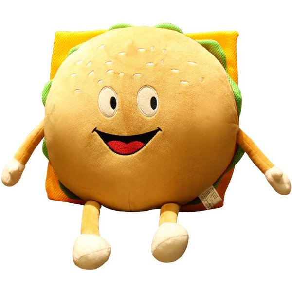 30 Cm SzczęśLiwy Cheeseburger Hamburger Pluszowa Poduszka Wypchana Postać CzłOwieka Jedzenie Kanapa KrzesłO OkrąGłA Poduszka Podparcie PlecóW Pluszak Prezent Yellow-image