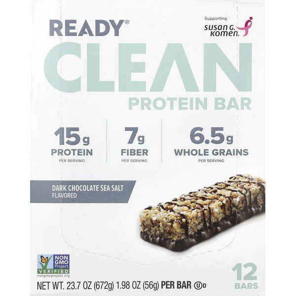 Barrita De ProteíNa Ready, Clean, Chocolate Negro Sal Marina, 12 Barritas, 1.98 Oz (56 Gramos) Cada-image
