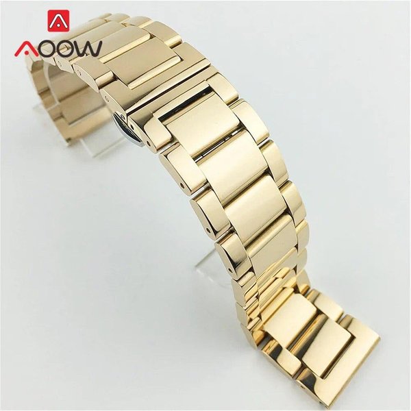Polerowany Metalowy Pasek Do Zegarka Ze Stali Nierdzewnej 16 18 20Mm 22Mm 24Mm 26Mm Klamra Motylkowa Quick Release Solidny Pasek Bransoletka 18Mm-image
