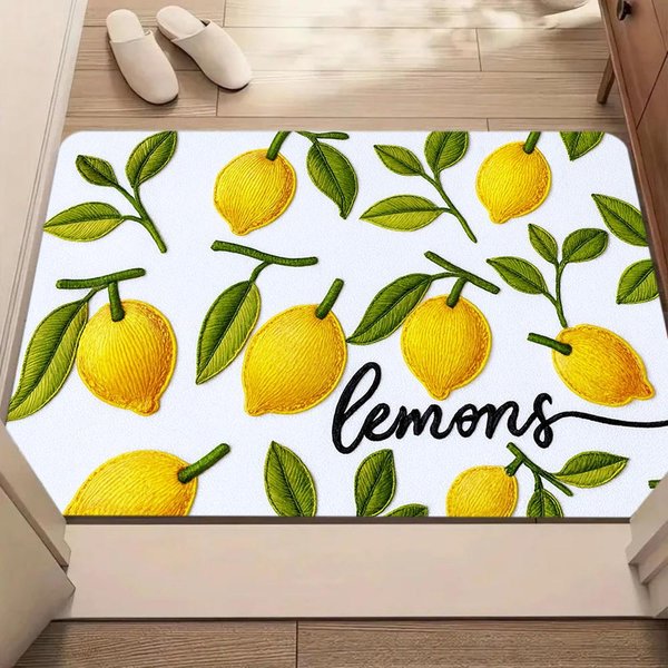 Letnia Cytrynowa Owocowa PłYtka Ceramiczna Mata Kuchenna Dekoracyjny Dywan Do Salonu Korytarza Balkonu Dywanik łAzienkowy AntypośLizgowa Mata PodłOgowa Dekoracja 40X60Cm Yellow-image