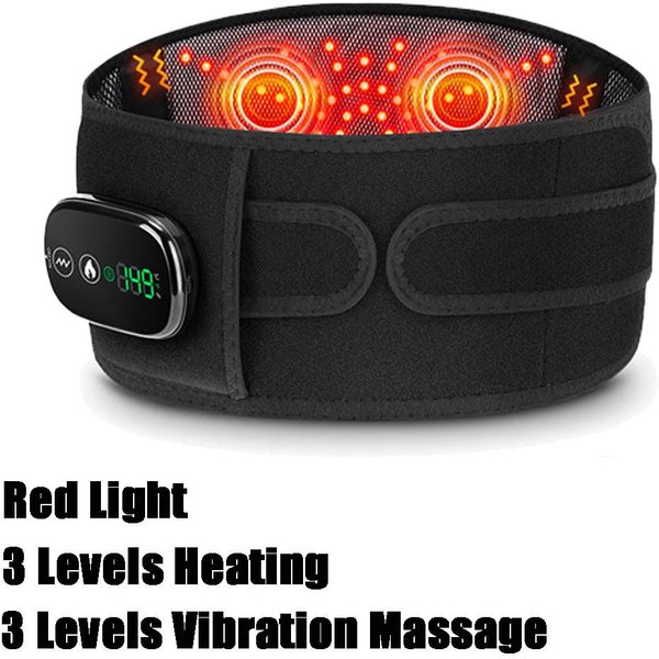 CinturóN Masajeador De Cintura Con Calentamiento De Luz Roja Masajeador De Espalda Con VibracióN De Compresa Caliente InaláMbrica Soporte Lumbar Black-image