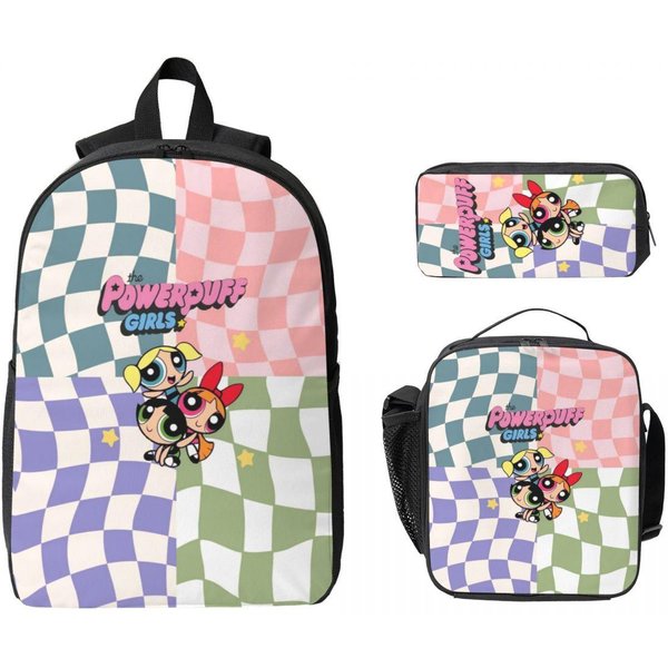 Mochila Infantil Dibujos Animados Powerpuff Lonchera Estuches Para NiñOs NiñAs Mochilas Ligera Bolso Escolar Set De Mochila-image