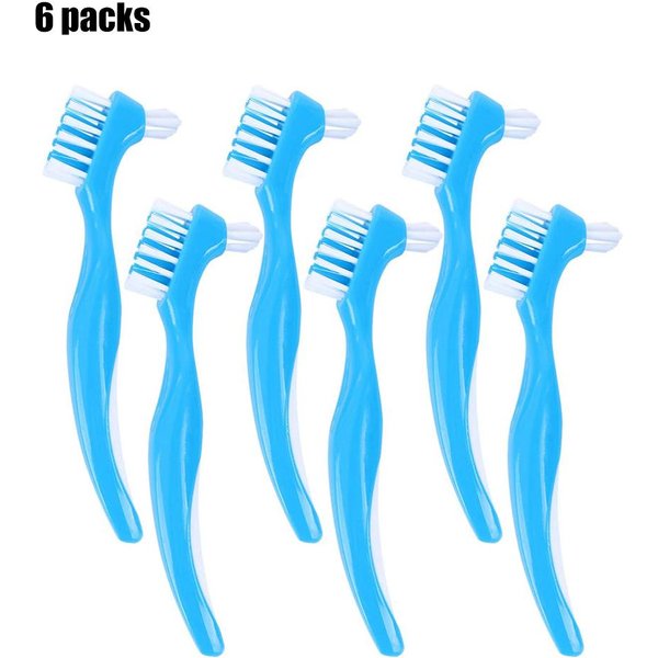 5 Piezas Cepillo Para Dentaduras Postizas Cepillo De Doble Cara Para Limpiar Dentaduras Postizas Azul-image