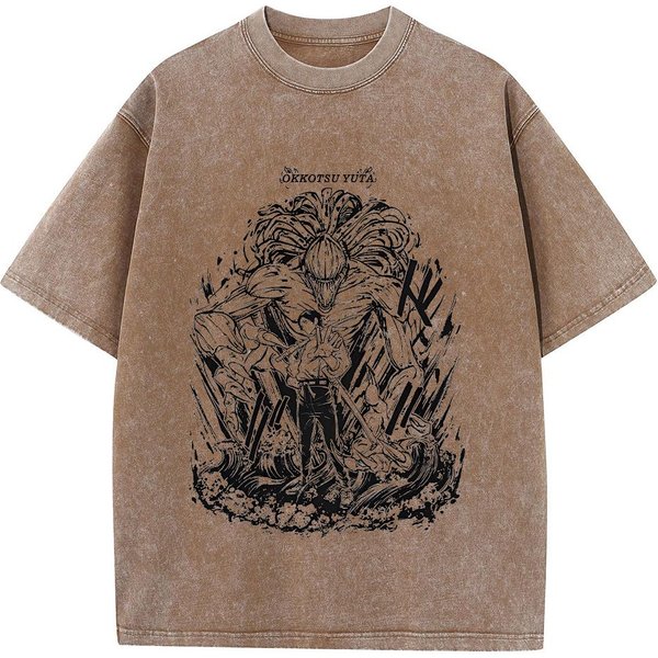 Anime Jujutsu Kaisen Hip Hop Streetwear Harajuku T-Shirt Z Nadrukiem MęSki Letni Z KróTkim RęKawem BawełNiany LuźNy Top Koszulki XL Gray-image