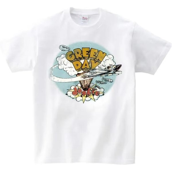 DziecięCy Letni T-Shirt ChłOpięCy I DziewczęCy T-Shirt Modny DziecięCy Nastolatkowy ChłOpięCy T-Shirt Muzyczny Rockowy T-Shirt Green DAY 120 White-image
