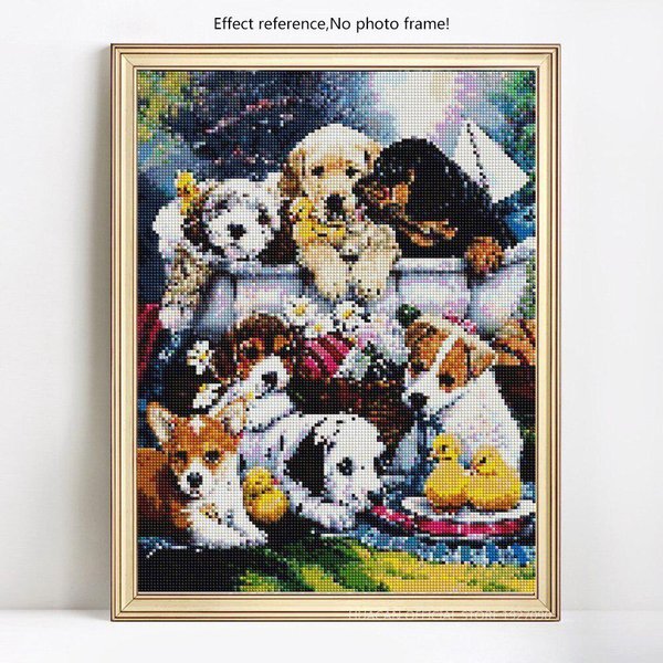 Bordado De Diamantes Animales Pintura De Diamantes Redonda Llegada Mosaico De Diamantes DisposicióN Completa ImáGenes 20X30CM-image