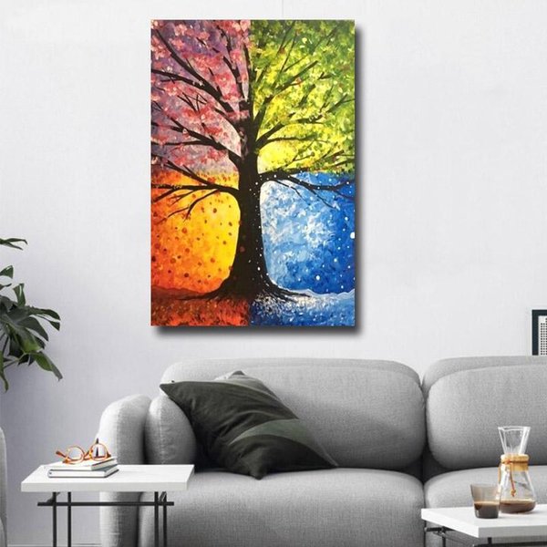 5D Diy Bordado De Diamantes áRbol De Las Cuatro Estaciones Broderies Diamants Mosaico Pintura De Diamantes 20X30-image
