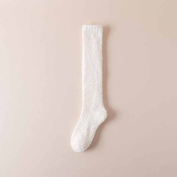 Calcetines Altos Hasta La Rodilla De Forro Polar De Coral CáLido Para Invierno Para Mujer, Calcetines Largos Suaves Para El Hogar, Para Dormir, Para El Suelo-image