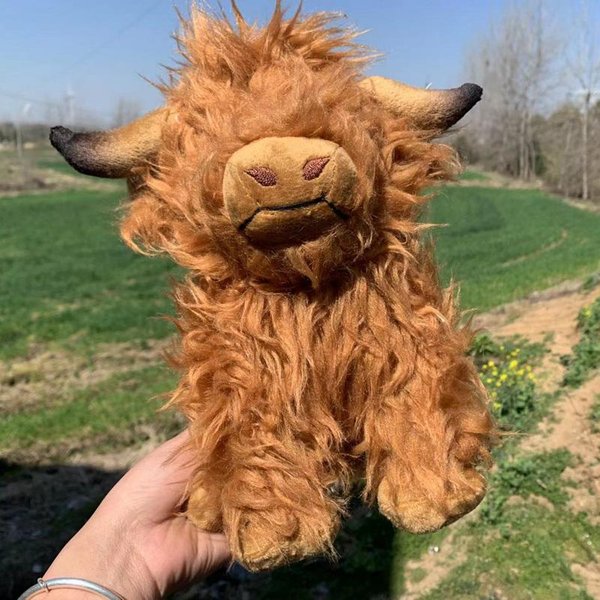 Symulacja Pluszowa Lalka Zwierzę Highland Cow MięKka Wypchana Pluszowa Zabawka Highland Cow Kawaii Prezent Dla Dzieci Dziecka Zabawka Dekoracja Domu Pokoju 25Cm-image