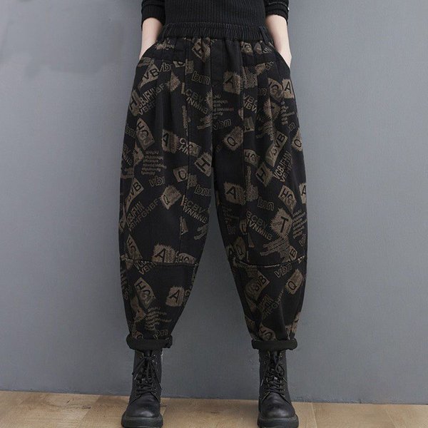 Pantalones Harem De Talla Grande Sueltos Con Estampado Pantalones VersáTiles Para Mujer 5XL-image