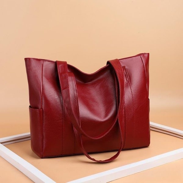 Bolso De Mujer Bolso Cruzado Casual Textura Ligera Gran Capacidad Bolso Para Madres De Mediana Edad Bolso De Mano De Cuero PU Gris-image