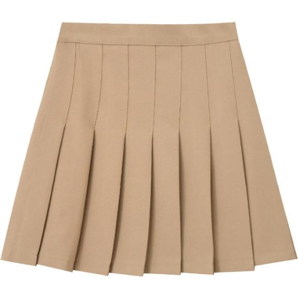 Falda Plisada Y Falda Para Mujer En Moda De Verano Estilo Coreano Cintura Alta Slim Y Fresca VersáTil Color SóLido LíNea A Falda Corta Para Verano 3XL Beige-image