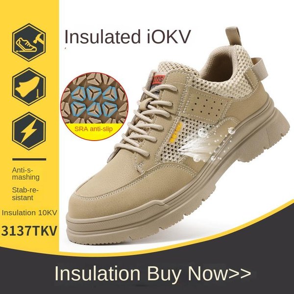 Zapatos De Seguridad Laboral Antigolpes Y Antipinchazos Aislantes Zapatos Resistentes Al Desgaste Y Antideslizantes Aislantes 10KV Zapatos EléCtricos 46 Yellow-image