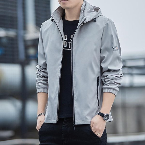 Chaqueta Con Capucha Cortavientos Para Deportes Al Aire Libre De Primavera Y OtoñO Chaqueta Casual Coreana Para Hombre 5XL Gray-image