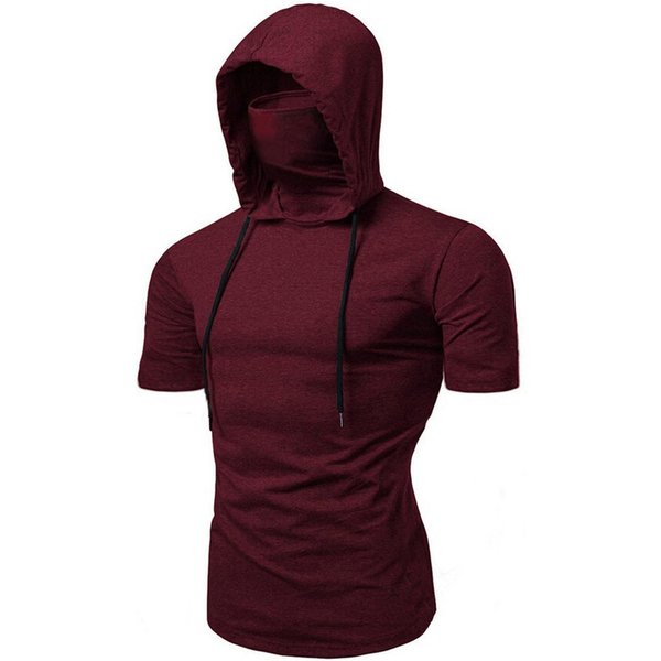 MęSka Bluza Z Kapturem Z KróTkim RęKawem W Jednolitym Kolorze MęSka Sportowa Bluza Z Kapturem Z KróTkim RęKawem M-image