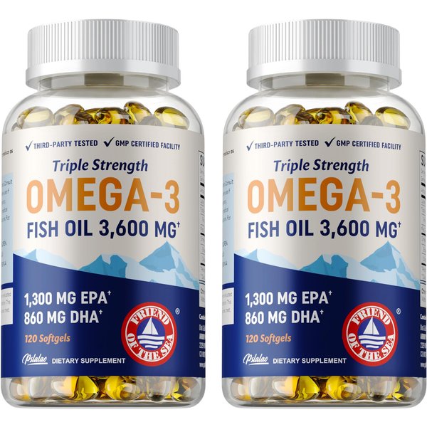 PotróJnie Skoncentrowany Olej Rybny Omega 3, 3600 Mg W Porcji, Bogaty W Ekstrakty EPA I Dha, Suplement Diety, Odpowiedni Dla DorosłYch. 120*2-image