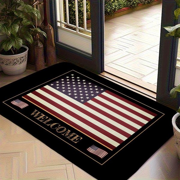 AmerykańSka Flaga Witamy Wycieraczka Patriotyczna USA Gwiazdy I Pasy Dywanik WejśCiowy Klasyczny AntypośLizgowy Mata PodłOgowa Witamy Do Wystroju Domu 60X90Cm-image