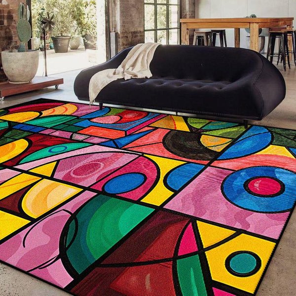 Nowoczesny Geometryczny Abstrakcyjny Dywan Do Salonu Sypialni DużY AntypośLizgowy Dywan PodłOgowy Zmywalny WystróJ Domu 80X120Cm(31X46In)-image