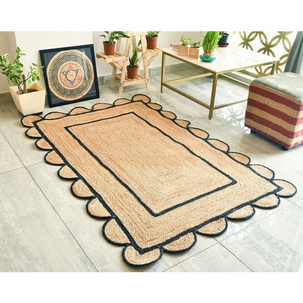 Dywan Jutowy ProstokąTny 100% WłóKno Naturalne Dywanik Obszarowy RęCznie Robiony RęCznie Tkany Dywan RęCznie Robiony 60 Cm X 120 Cm (2X4Feet)-image