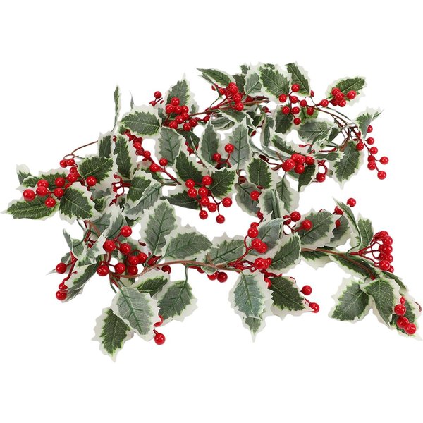 Girlanda ŚWiąTeczna Z Ostrokrzewu Realistyczna Plastikowa Sztuczna Girlanda Z Ostrokrzewu Do Dekoracji ŚWiąTecznej 175Cm White-Edged Green-Leaved Vines-image
