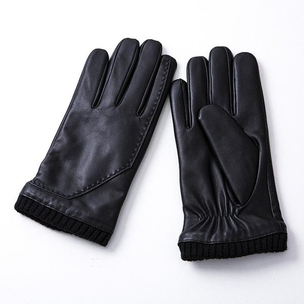 Guantes De Forro Polar De Piel De Oveja Para Hombre Ciclismo Al Aire Libre Negocios Invierno CáLidos Pantalla TáCtil Guantes De Cuero Genuino ' XL Black-image