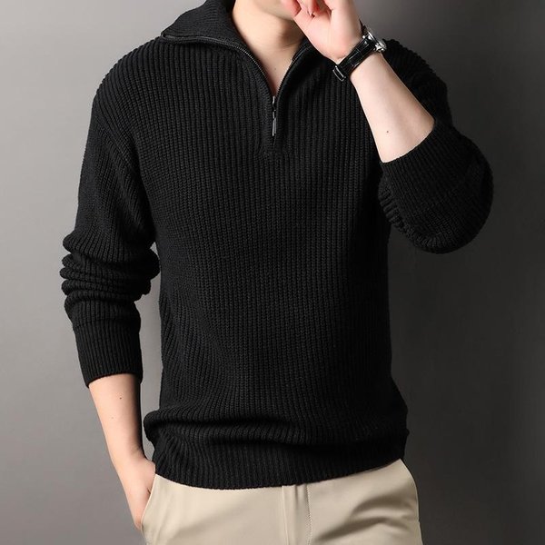 Nueva Ropa De OtoñO, Jersey De Punto Grueso Para Hombre, SuéTer Holgado De Talla Grande Para JóVenes Y De Mediana Edad. 4XL Black-image