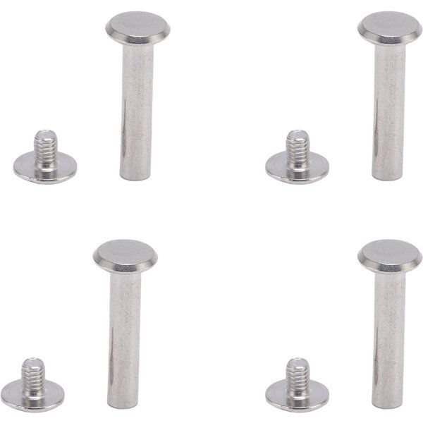 50 Juegos Tornillo Chicago M3.5 4.5X22X9Mm Cabeza Redonda Plana Remaches De Tornillo De Acero Inoxidable Para Cuero Gray-image