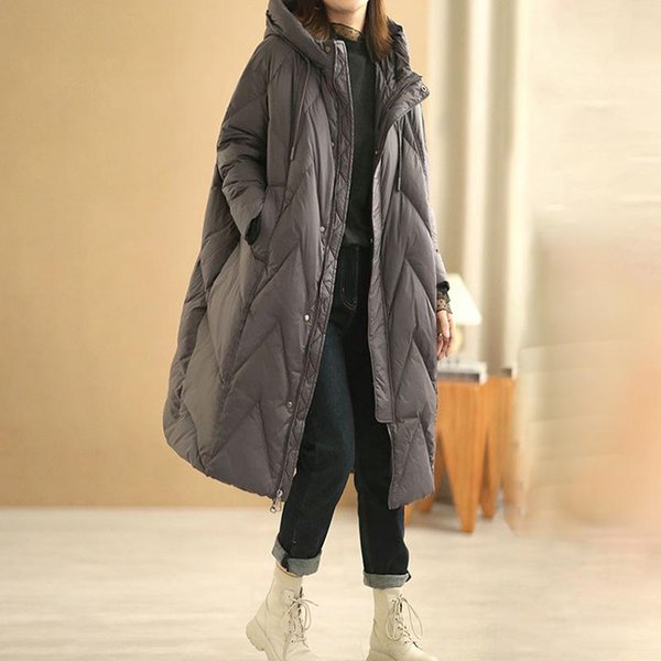 Abrigo Largo Holgado Para Mujer Chaqueta De PlumóN De Pato Blanco Abrigo De Invierno Parkas De Invierno Con Capucha XL Gray-image