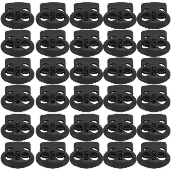 30 Piezas Topes De CordóN MetáLicos Extremo Resorte Tope De Palanca Ligeros Inoxidables CordóN De Cuerda Negro-image