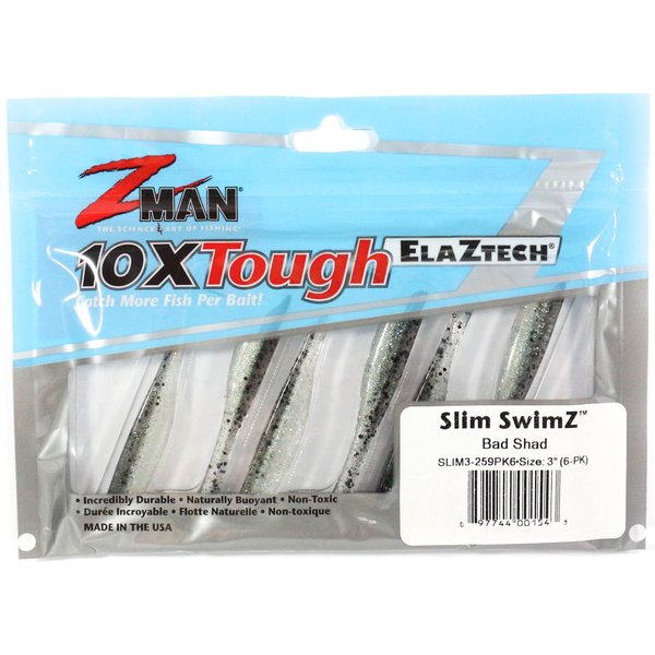 Zman MięKka PrzynęTa Slim Swimz 3 Cale 6 Sztuk W Opakowaniu Bad Shad (1543)-image