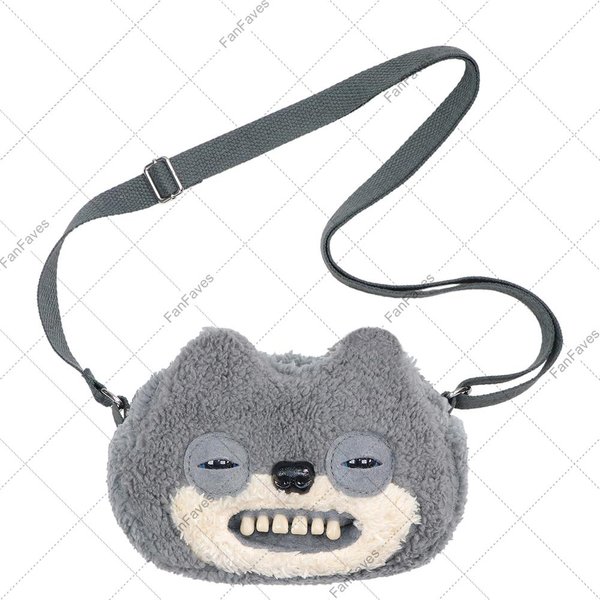 Fuggler Oryginalny BezwłOsy Kot KróLik Torba Na Ramię Crossbody Pluszowa DużA GłOwa PotwóR Z Brzydkimi ZęBami Funk Portfel Torba Do Przechowywania Prezent 1Pc With Box-image