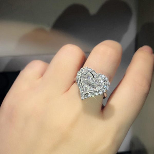 Anillo Ajustable En Forma De CorazóN De Color Con Anillo De Piedra De ZircóN Brillante Para Mujeres JoyeríA Delicada RomáNtica Para Boda Compromiso Resizable-image