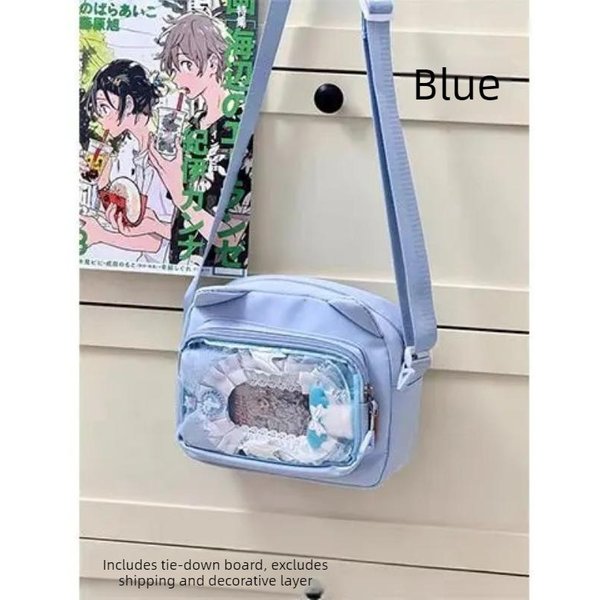 Bolsos Escolares Japoneses Harajuku Para NiñAs Nuevo Transparente Itabag Bolso De Hombro Cruzado Placa De ExhibicióN Para Insignias DIY Bolsa Ita Gray-image