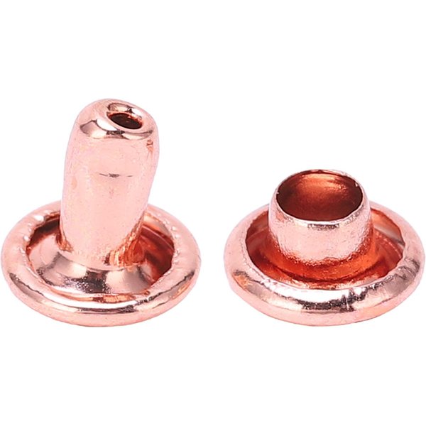 100 Piezas Remaches Doble Tapa Oro Rosa Redondos Hierro Tachuelas Para Bolsos Carteras Bolsos Zapatos Cinturones ArtesaníA En Cuero DIY Beige-image