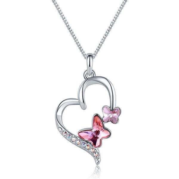 Collar De Cristal Con Forma De Mariposa Y Amor A La Moda, Exquisito Collar De Cadena De ClavíCula Para Mujer Varios Colores-image