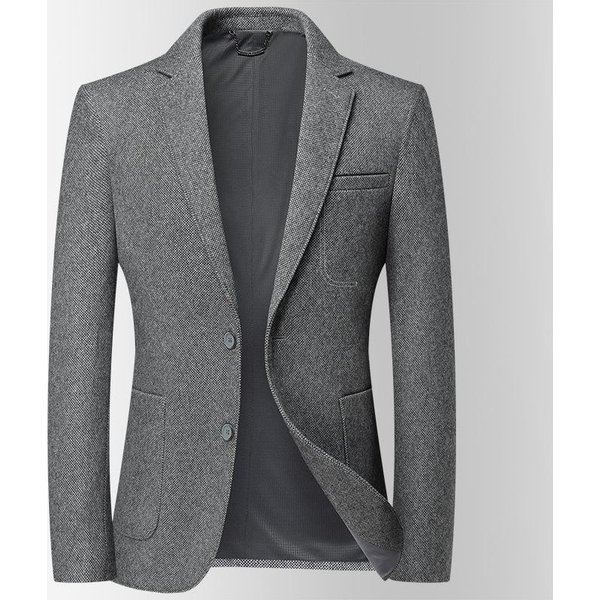 Traje De Lana De Nuevo Estilo Para Primavera Y OtoñO Para Hombre, Traje PequeñO De Lana Ajustado Que No Necesita Planchado, Chaqueta Informal De Lana Para Hombre 4XL Gray-image