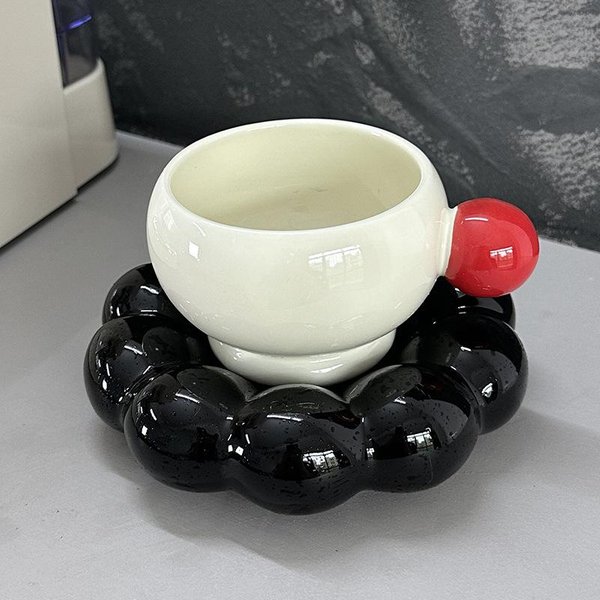 Taza De Pegamento Cremoso Taza De Café De Malvavisco Plato Chica Linda CorazóN Hogar Taza Para Beber Agua Taza De Café De CeráMica Creativa 250ML-image