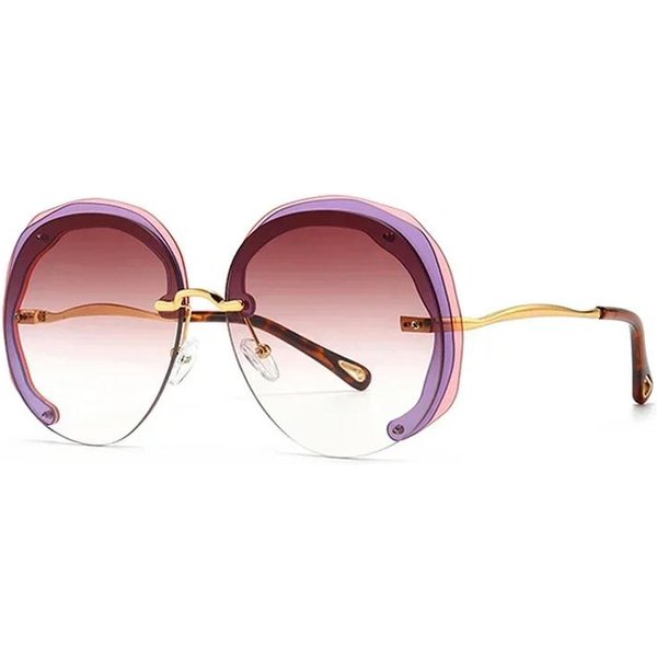 DużE, OkrąGłE Okulary PrzeciwsłOneczne Bez Oprawek, Damskie, Przezroczyste, Gradientowe Soczewki, Ochrona UV400, Unisex, Modne Okulary PrzeciwsłOneczne-image