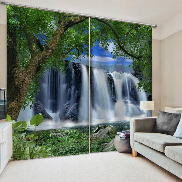 ZasłOny Z Bambusa I Kamieni Ogrodowych Do Salonu Nowoczesne ZasłOny Okienne Do Sypialni ZasłOny ZasłOny ŻAluzje ZasłOny Okienne (250W250H)X2(Cm)&Grommet Top-image
