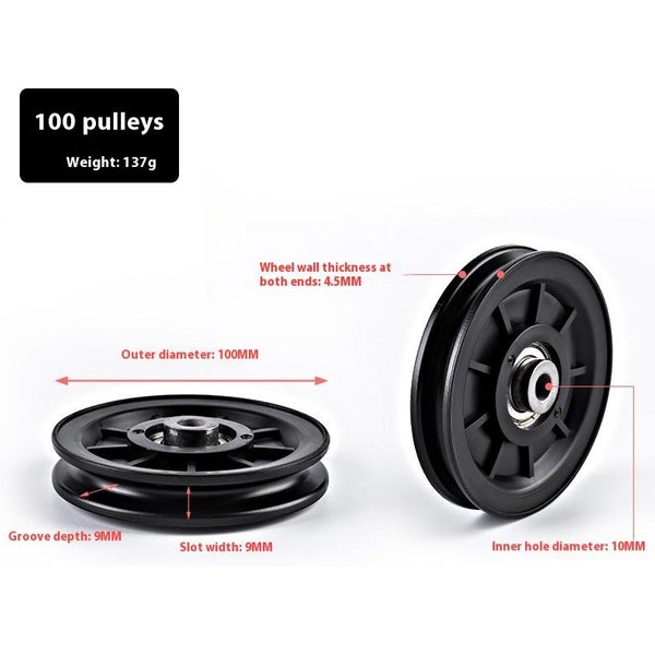 Polea De Rodamiento Universal Para Gimnasio De 50-160 Mm Polea De Rodamiento De Nylon Rueda De Polea Cable Polea De Rodamiento Para Fitness Equipo De Fitness 100Mm-image