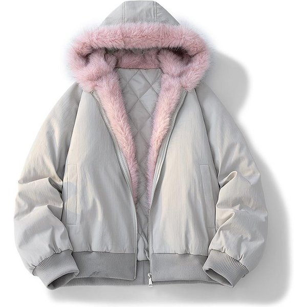 Kurtka Zimowa MęSka Z Futrzanym KołNierzem Parka Gruba CiepłA Kurtka Oversize LuźNa Codzienna Kurtka Z Kapturem Streetwear Fajna XS White-image