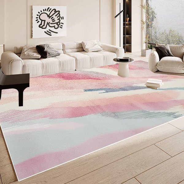Prosty RóżOwy Dywan DużY Obszar Do Dekoracji Salonu ŁAtwy W Czyszczeniu Minimalizm Dywaniki Pod Sofę Dekoracja Pokoju Dziewczynki MięKka Mata PodłOgowa 60X90Cm Door Mat-image